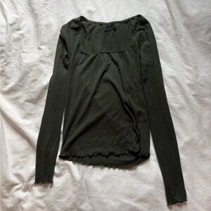 Dark Green Long Sleeve Top